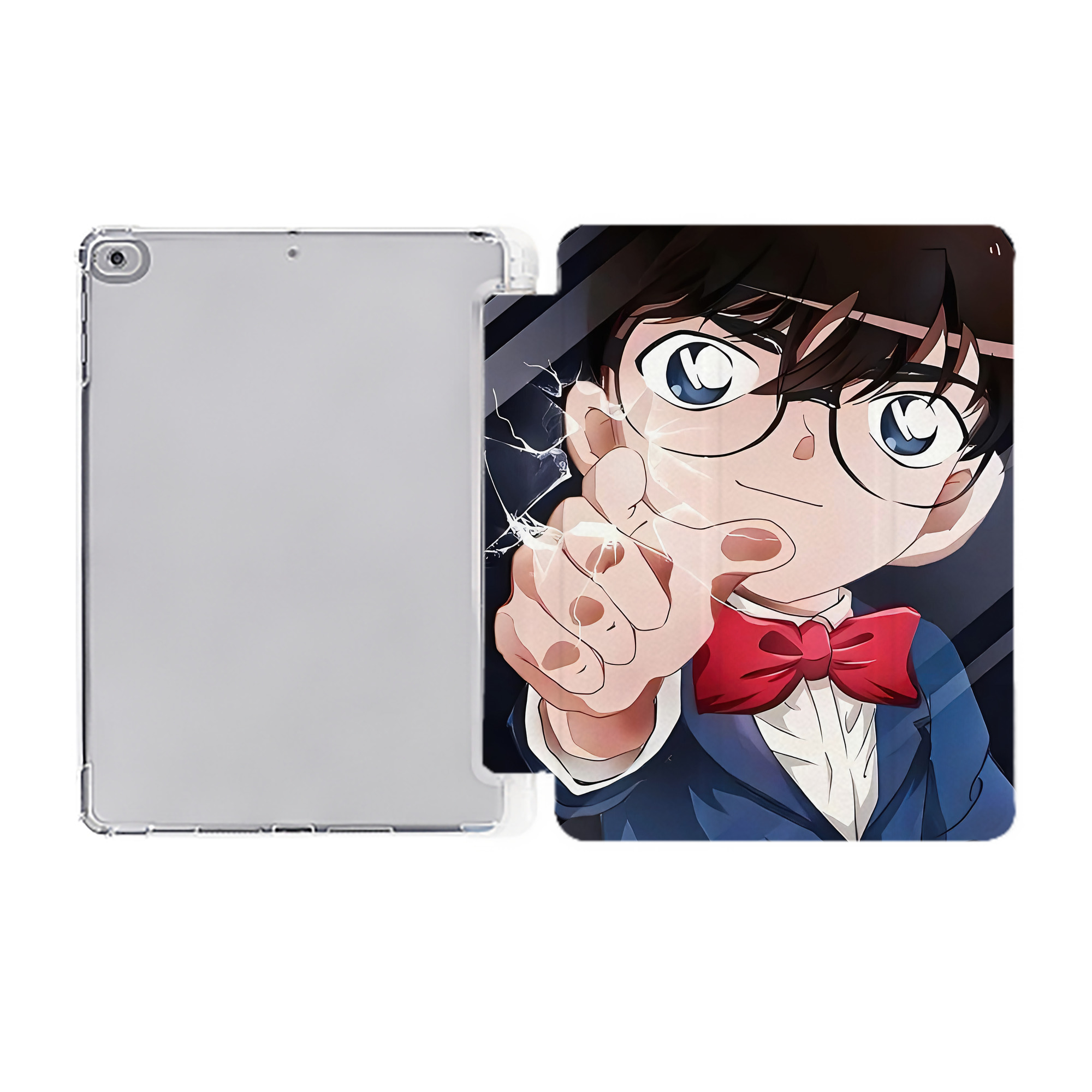（画像用） 名探偵コナン Detective Conan IPad ケース ペン収納付き 三つ折りスタンド PUレザー×シリコン 対応機種9.5/10.5/10.9インチ